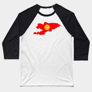 Map of Kyrgyzstan with new flag Baseball T-Shirt